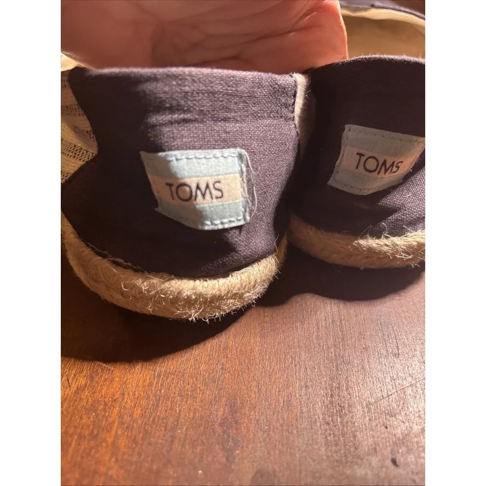 Toms Alpargata Espadrille Black/ Striped Flats‎ Shoes Womens Size 9